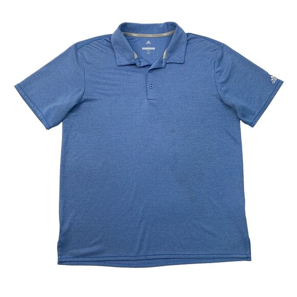 Adidas Polo Shirt Mens L Large Blue Jay Heather Golf Short Sleeve Performance - Picture 1 of 12